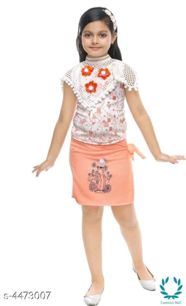 KId's Girl's Clothing Sets - 2-3 Years, White/orange, Top &Bottom Fabric: Cotton Blend, MultiPack ;1